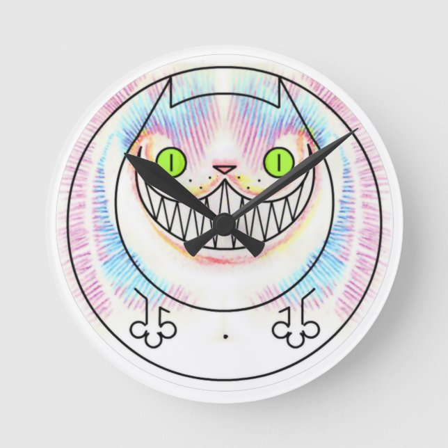 Relógio de Parede Acrírica de Gato de Cheshire (Frente)