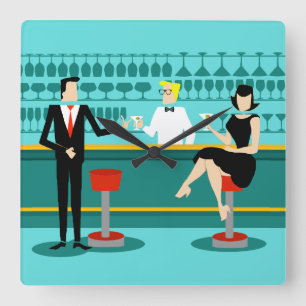 Relógio de Parede Acrírica do Cocktail Retro