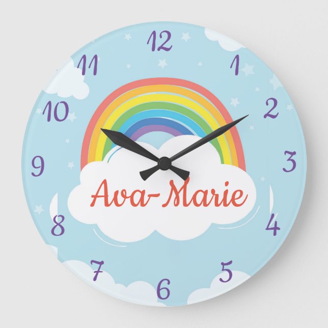 Relógio de Parede Acritiva do Arco-Íris Personaliz (Frente)