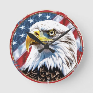 Relógio de Parede Águia Americana Bandeira dos EUA