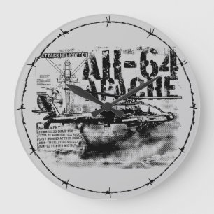 Relógio de Parede AH-64 Apache Round (Grande)