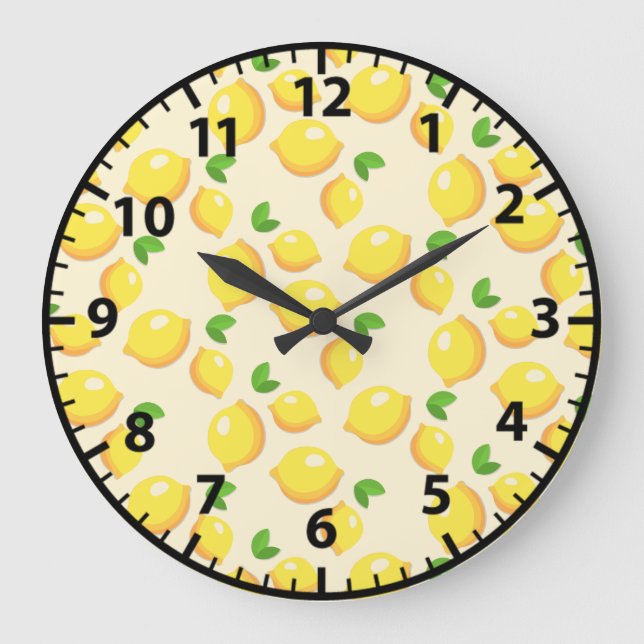 Relógio de Parede Amarelo Fruta de Verão Limão Lim (Frente)