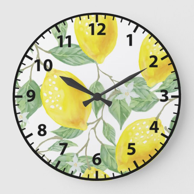 Relógio de Parede Amarelo Fruta de Verão Limão Lim (Frente)
