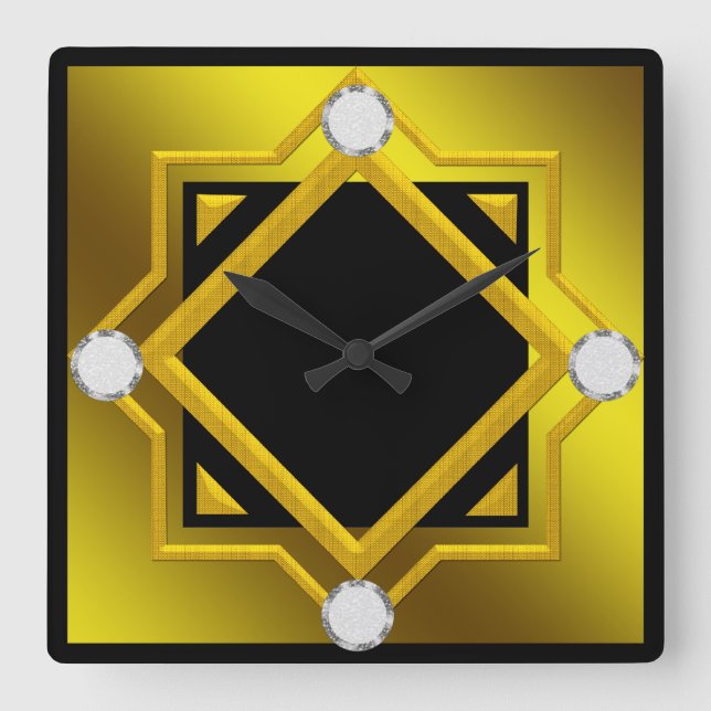 Relógio de Parede Amarelo Preto (Frente)