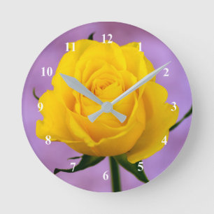 Relógio de parede amarelo rosa acrílico