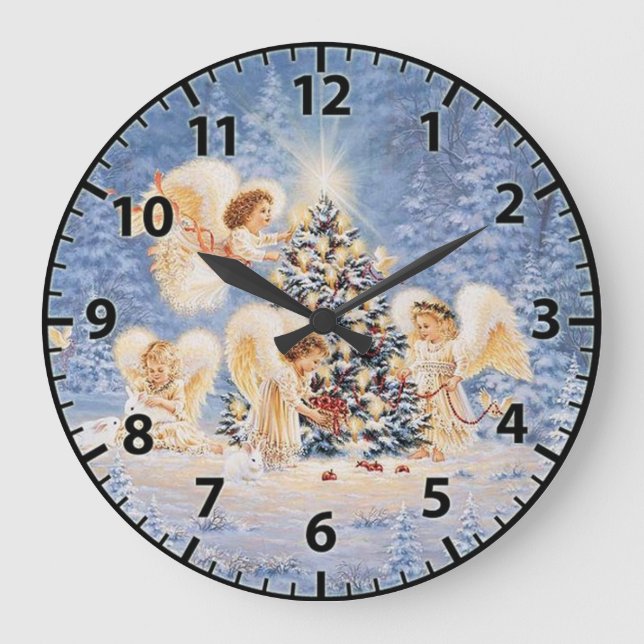 Relógio de Parede Anjos de Natal (Frente)