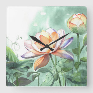 Relógio de Parede Aquarela Lotus