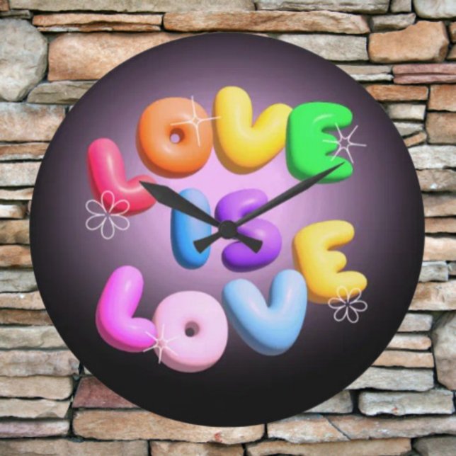 Relógio de Parede Arco-íris 3D Love Is Love (Criador carregado)