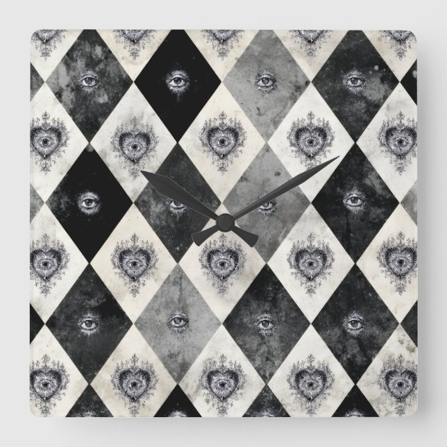 Relógio de Parede Arlequim com Olhos que Tudo Veem (Frente)