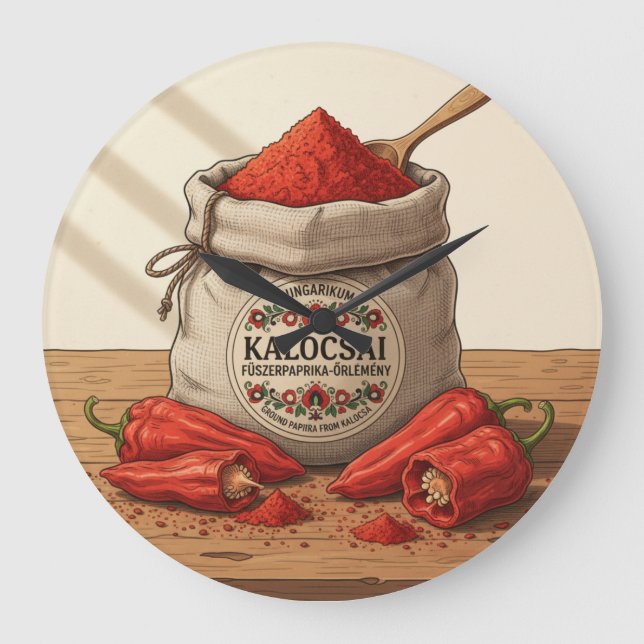 Relógio de Parede Arte de Tempero de Pimenta Kaloc (Frente)