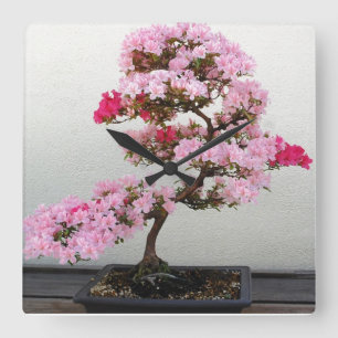 Relógio de parede Árvore Bonsai Rosa