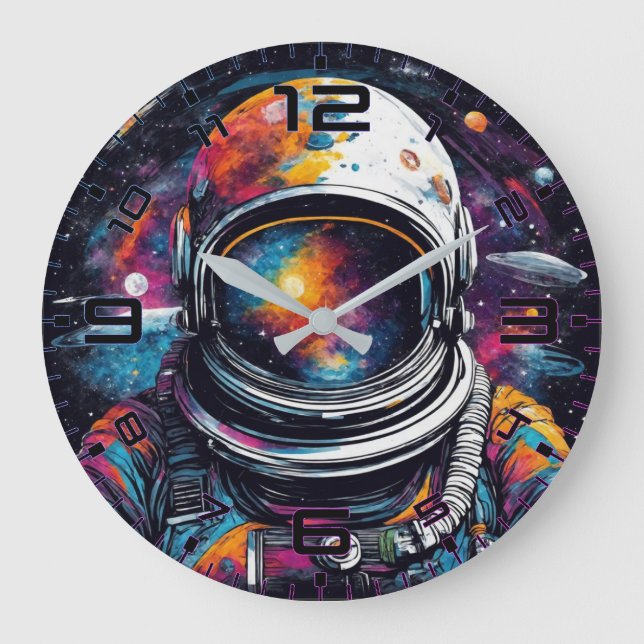 Relógio de Parede Astronauta Viajante Cósmico Nebu (Frente)