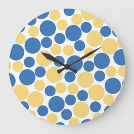 Relógio de Parede Azul Pastel e Amarelo com Bolinh