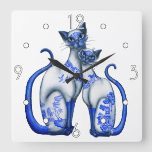 Relógio de Parede Azul Siamese