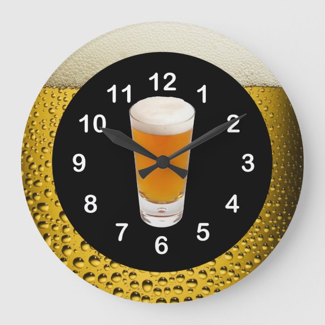 Relógio de Parede Beer O'Clock Dourado Âmbar (Frente)