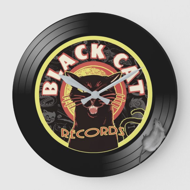 Relógio de Parede Black Cat Records - Retro Vinyl  (Frente)