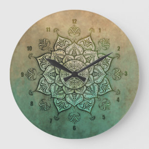 Relógio de Parede Boêmio Mandala Indiano Vintage