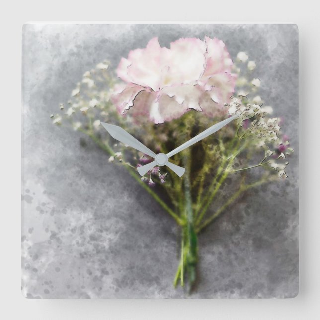 Relógio de Parede Bonito - Chrysanthemum Rosa Rosa (Frente)