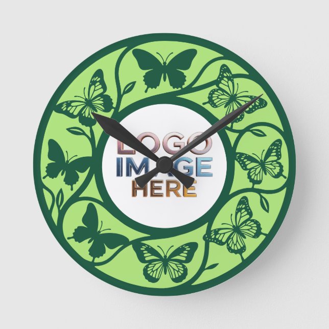 Relógio de Parede Borboleta em Sage Verde Personal (Frente)