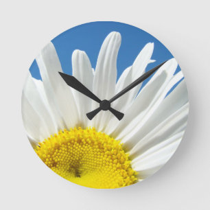 Relógio de Parede Branco Flor de Margarida Designe