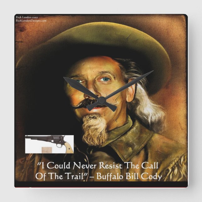 Relógio de Parede Buffalo Bill Cody Sua Arma & Cit (Frente)