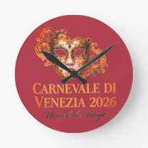 Relógio de Parede Carnevale Di Venezia 2026 - Vene