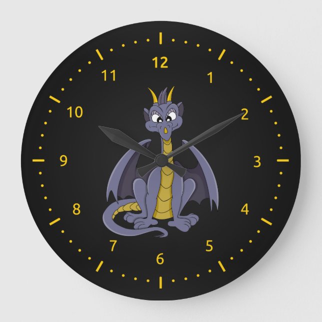 Relógio de Parede Cartoon Dragão Roxo (Frente)