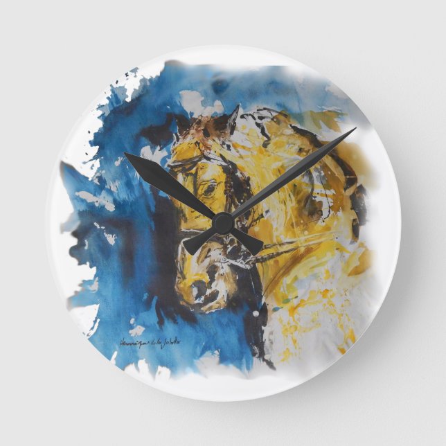Relógio de parede Cavalo em Manchas Aguadas (Frente)