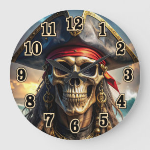Relógio de Parede Caveira de Pirata Malvado