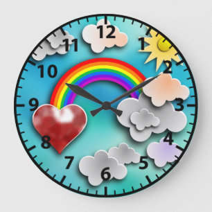 Relógio de Parede Cheio Rainbow Sky Summer Kids