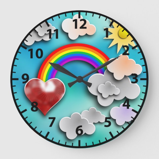 Relógio de Parede Cheio Rainbow Sky Summer Kids (Frente)