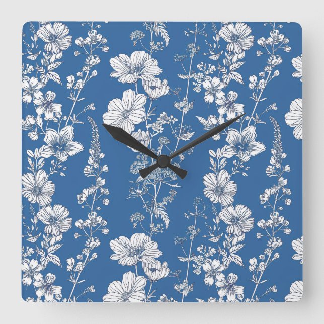 Relógio de Parede Chinoiserie Branco e Azul (Frente)