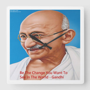 Relógio de Parede Citação Gandhi & Be The Change