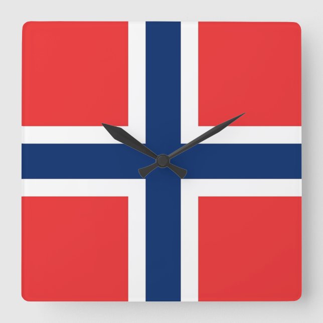 Relógio de Parede com Bandeira da Noruega (Frente)