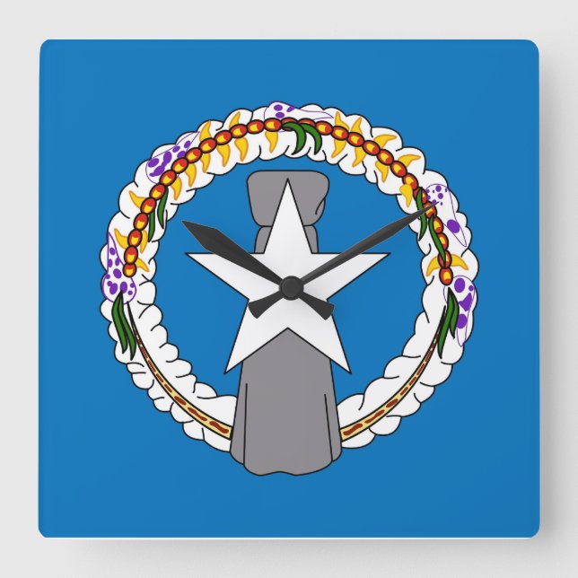 Relógio de Parede com Bandeira das Ilhas Marianas  (Frente)