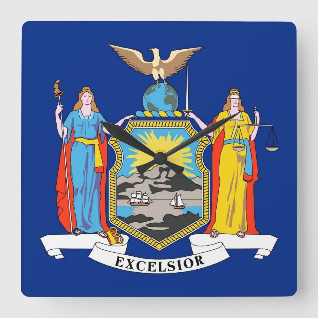 Relógio de Parede com Bandeira de Nova York, EUA (Frente)