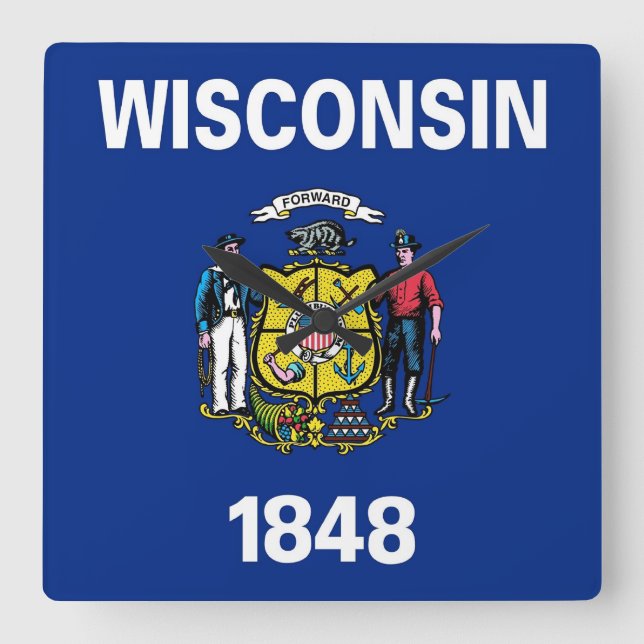 Relógio de Parede com Bandeira de Wisconsin, EUA (Frente)