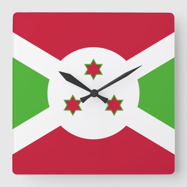 Relógio de Parede com Bandeira do Burundi (Frente)
