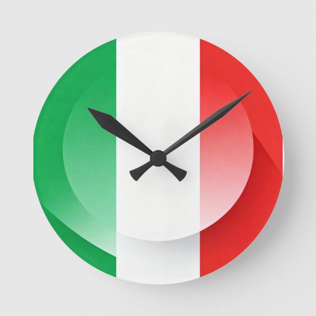 Relógio de Parede com Bandeira Italiana Moderna (Frente)