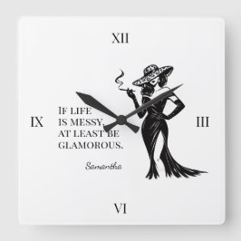 Relógio de Parede com Citação de Estilo Glam Perso