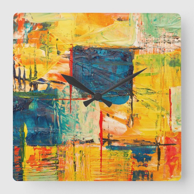 Relógio de parede com design abstrato colorido (Frente)
