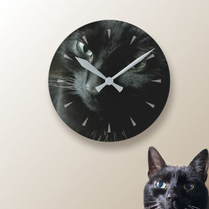 Relógio de Parede com Foto de Gato Preto