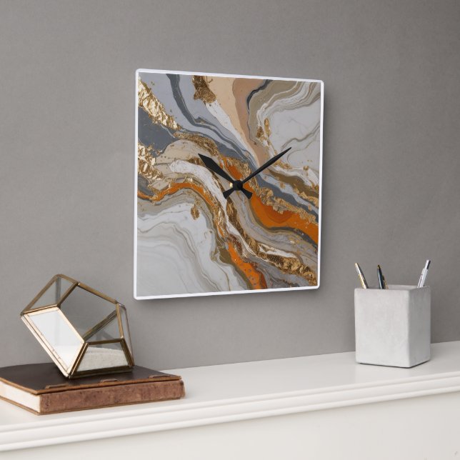 Relógio de parede com laranja sonhador e cinza (Escritório)