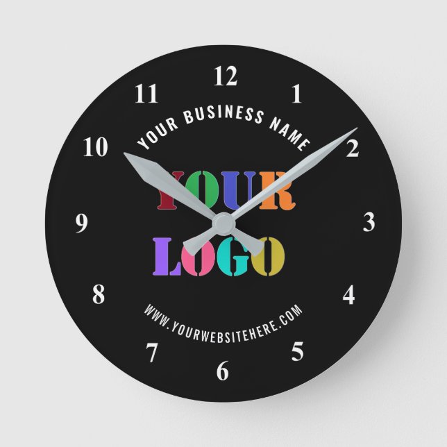 Relógio de Parede com Logotipo da Empresa Texto Ex (Frente)