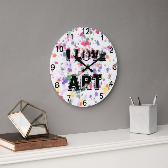 Relógio de Parede com Mancha de Pintura de Amor pe (Escritório)