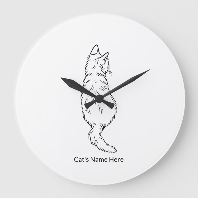 Relógio de Parede com Nome de Gato Personalizado (Frente)