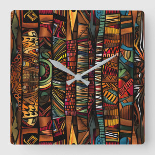 Relógio de Parede com Padrão Tribal Africano