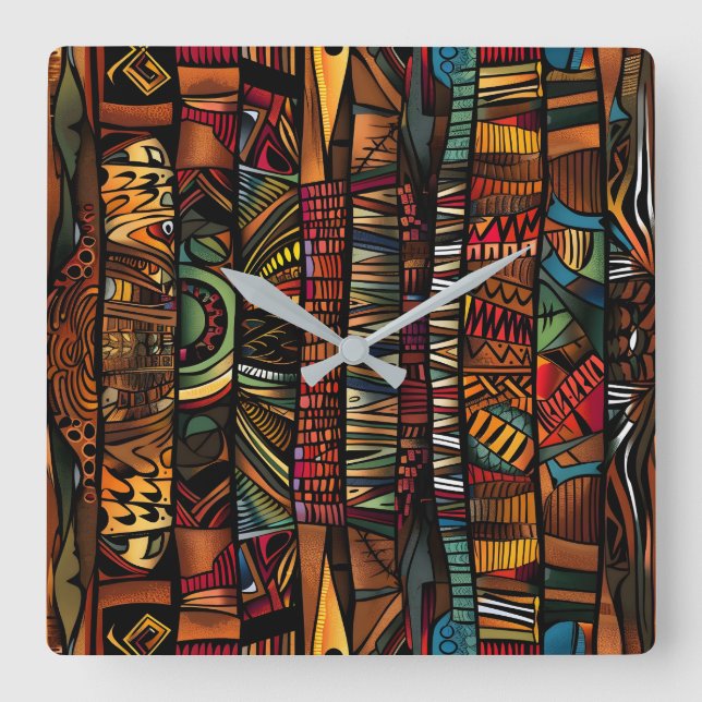 Relógio de Parede com Padrão Tribal Africano (Frente)