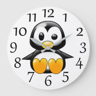 Relógio de Parede com Pinguim Fofo