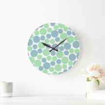 Relógio de Parede com Pontos Azul Pastel e Verde M